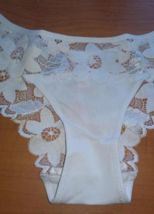 Трусики хлопоковые с кружевом la vivas,  ромашка.