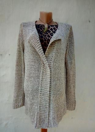 Стильный кардиган кальчуга на кнопке,большой размер,бежевый,кэжуал.