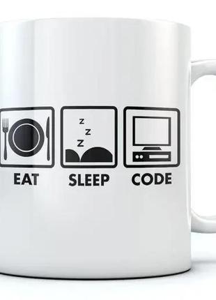 Кружка с принтом «eat sleep code (ешь, спи, программируй)»