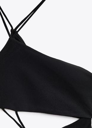 Трикотажное чёрное платье с ассиметричными деталями zara8 фото