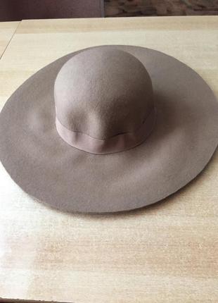 Шляпа з вовни з широкими полями5 фото