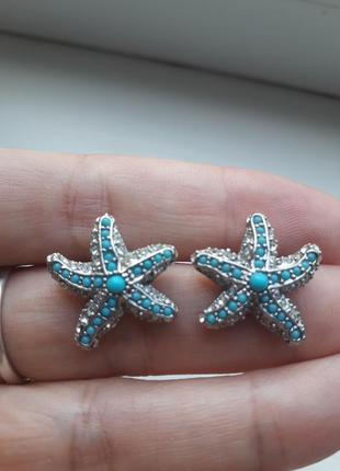 Шикарні сережки пусети морська зірка2 фото
