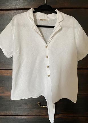 Классная белая крутая футболка/ рубашка с коротким рукавом 52-54 р италия5 фото