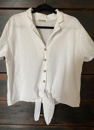 Классная белая крутая футболка/ рубашка с коротким рукавом 52-54 р италия2 фото