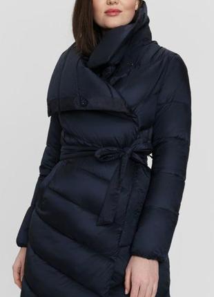 Куртка з поясом чорно-синя утеплена xl