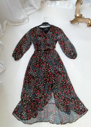 Літнє плаття сукня квітковий принт довжини міді шифон на підкладці виробник туреччина