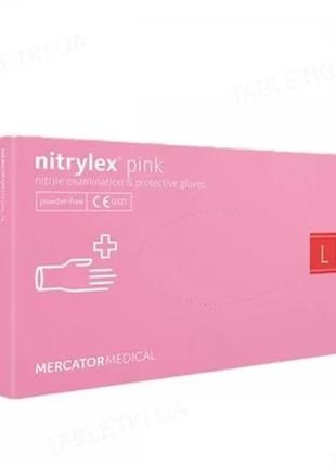 Перчатки нитриловые mercator medical nitrylex (100 шт), размер l, розовые