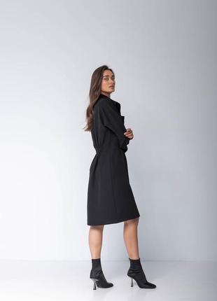 Женское черное однотонное платье миди с длинным рукавом на пуговицах 44 по 503 фото