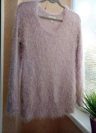 Пушистый мягкий свитер травка нежного лавандового цвета1 фото