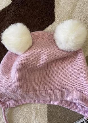 Зимова шапка з м’кої шерсті 1-2 роки ручної роботи2 фото