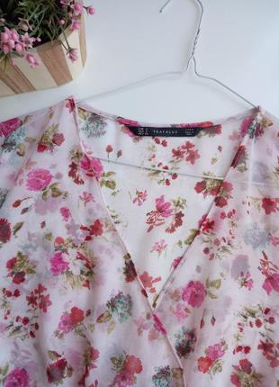 Полупрозрачная шифоновая блуза в цветочный принт2 фото