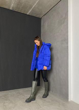 Зимняя тёплая синяя куртка курточка пуховик3 фото