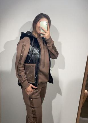 Костюм теплый с лаковой жилеткой,5 расцветок, турция 🇹🇷.