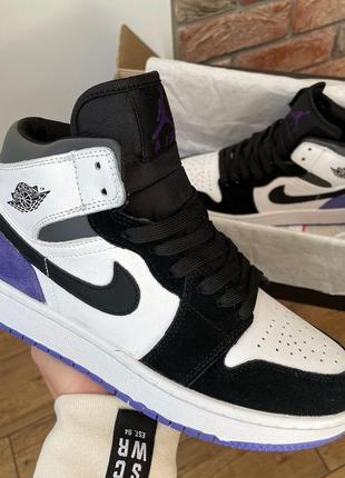 Кросівки air jordan retro1 black violet white