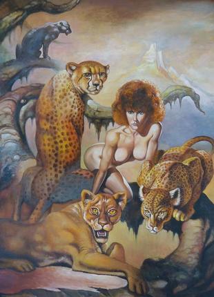 Живопись репродукция картина хозяйка кошек boris valejo
