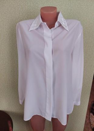 Біла класична блузка  жіноча сорочка вільного крою3 фото