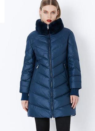 Якісний фабричний зимовий пуховик пухове пальто куртка натуральне хутро біо-пух3 фото