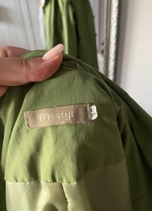Вінтажний тренч зелений  довгий пальто зелене з поясом7 фото