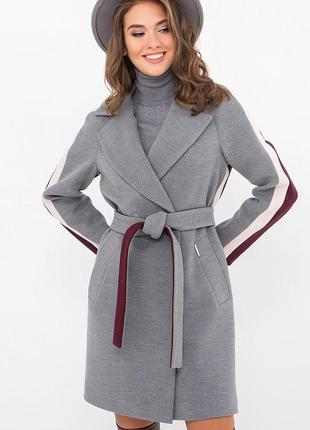 Пальто п-425-90 (2). цвет: 0015/3180 серый-т.бордо