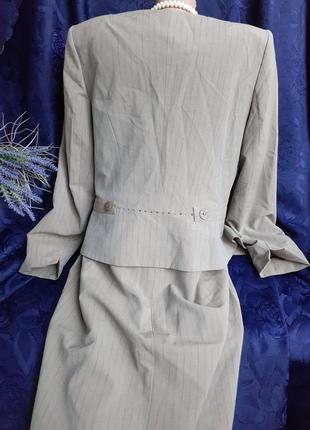 Vual 👑👠 костюм жакет с платьем пиджак и сарафан длинный рукав с шифоновыми розами на пуговицах текстильный декор строгий7 фото