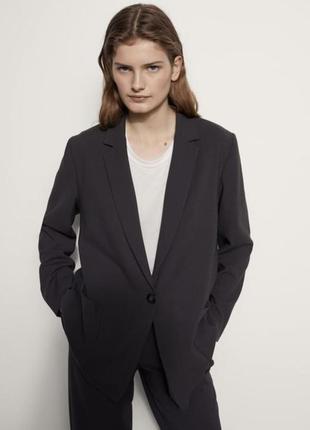 Антрацитово-серый блейзер с карманами,пиджак на пуговице из новой коллекции massimo dutti размер s2 фото