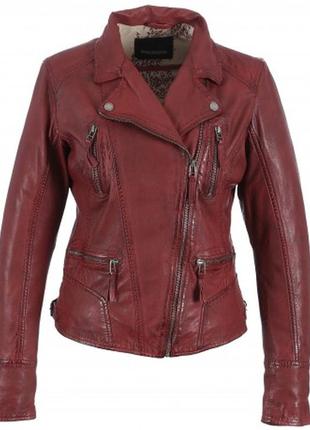 Кожаная куртка -косуха oakwood ,цвет бургунди ,.размер s
