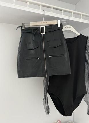 Крутая кожаная юбка missguided1 фото