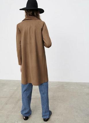 Коричневое пальто из искусственной замши довольно свободного кроя из новой коллекции zara размер xl3 фото
