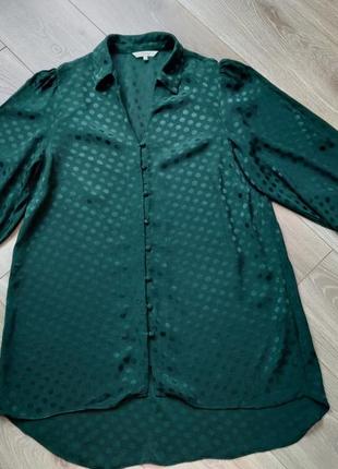 Изумрудная блуза с рукавом фонариком в ретро стиле.осенняя зелёная рубашка.4 фото