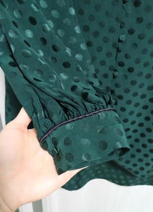 Изумрудная блуза с рукавом фонариком в ретро стиле.осенняя зелёная рубашка.5 фото