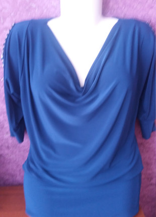 Роскошная блуза-туника цвета морской волны ladylari со стразами!1 фото
