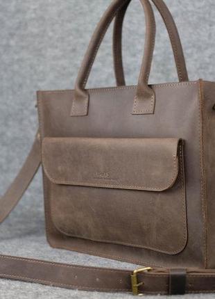 Кожа. ручная работа. кожаная женская сумка сумочка коричневая2 фото