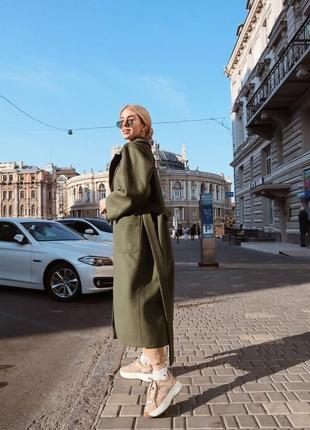 Демісезонне пальто на запах з поясом4 фото