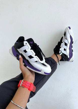 Кросівки adidas niteball білі з фіолетовим