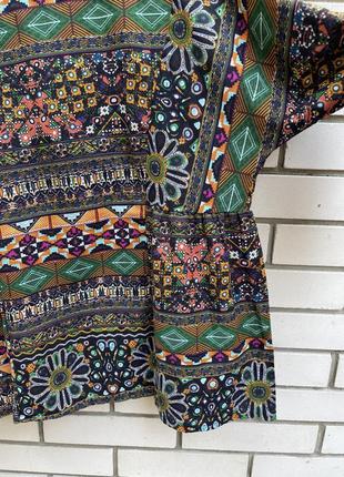 Яскрава різнокольорова блузка в етно-бохо стиль бавовна zanzea6 фото