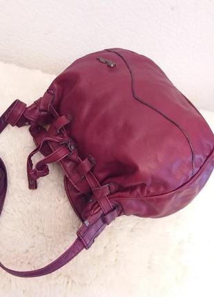 Незрівнянна шкіряна брендова сумка papillon франція винного кольору7 фото