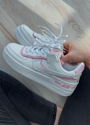 Nike air force 1 shadow pink white 3 кросівки найк форс білі рожеві знижка женские нежные кроссовки белые розовые скидка 36 размер