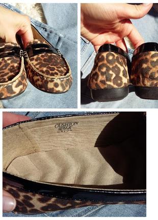 Леопардовые лоферы/мокасины с мягкой рифленой стелькой под замшу avon cushion walk5 фото