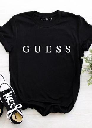 Жіноча футболка guess гесс чорна женская футболка guess гесс чёрная6 фото