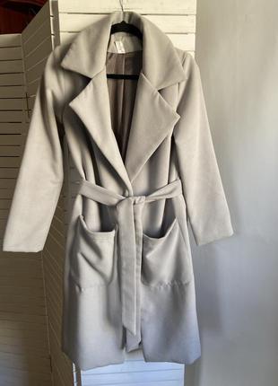 Пальто длинное серое плащ серый тренч4 фото