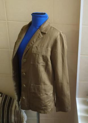 Крутой жакет, легкая куртка с карманами в стиле милитари бренда eddie bauer / коттон / лен3 фото