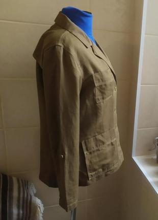 Крутой жакет, легкая куртка с карманами в стиле милитари бренда eddie bauer / коттон / лен5 фото