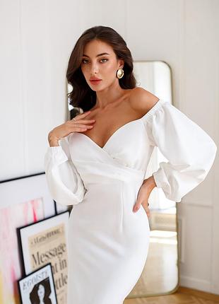 Біла сукня міді футляр на весілля, розпис, загс, рагс вiнчання, плаття для розпису...