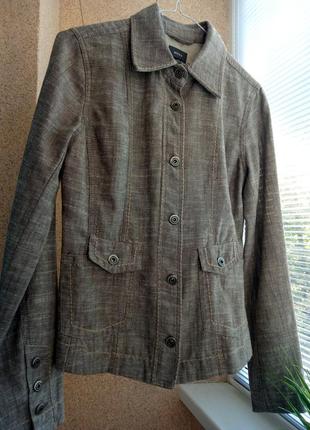 Брендовый пиджак в джинсовом стиле с содержанием льна