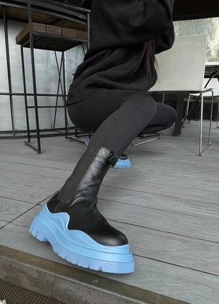 Черевики жіночі bottega veneta blue/ботинки женские боттэга вэнэта