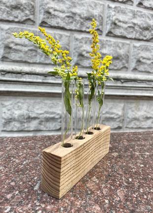 Еко ваза .дерев‘яна ваза з колбами . ваза для квітів4 фото