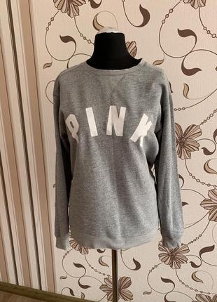 Сірий світшот, светр pink , victoria's secret, р. хс-с
