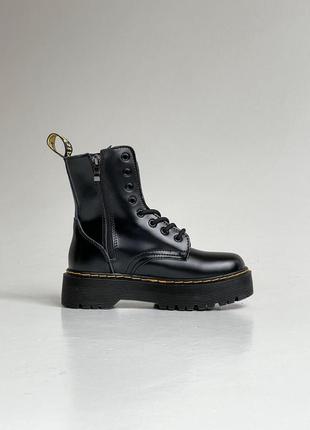 Dr.martens jadon black натуральна шкіра чорні черевики мартінс на високій підошві натуральная кожа ботинки на высокой подошве с замком демісезон9 фото