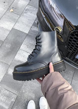 Dr.martens jadon black натуральна шкіра чорні черевики мартінс на високій підошві натуральная кожа ботинки на высокой подошве с замком демісезон2 фото