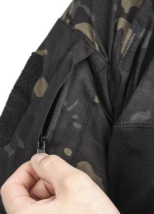 Рубашка тактическая убокс pave hawk ply-11 camouflage black 2xl мужская с разрезами под налокотники taktical5 фото